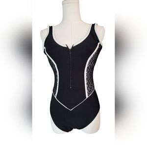 Boston Proper Black and White Sporty‎ One Piece Swimsuit
